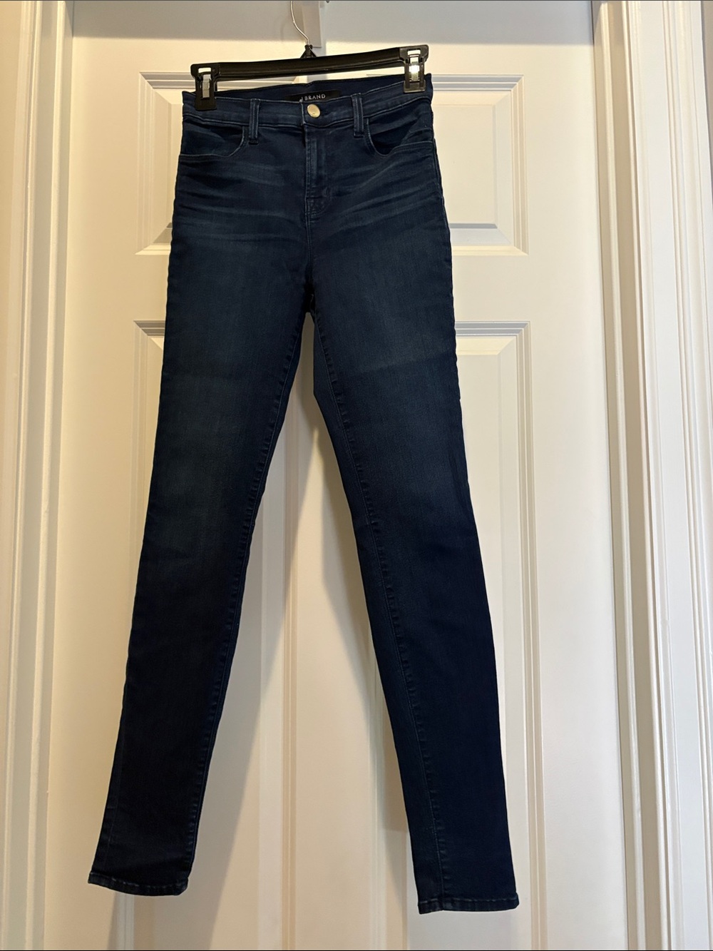 J Brand Women's Dark Indigo High-Rise Skinny Jeans- 77% cotton, 23% polyester
